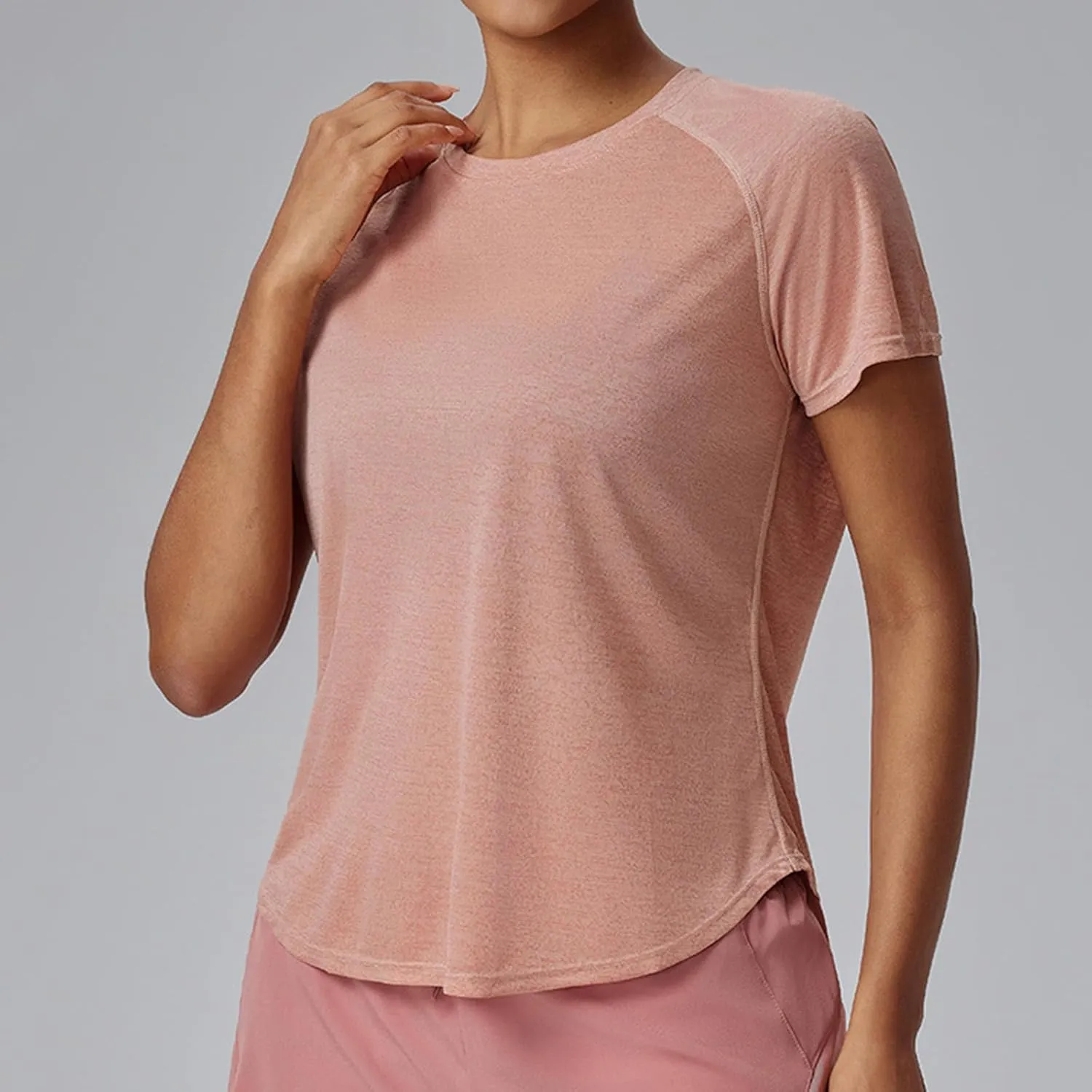 Women's Workout Shirts Short Sleeve Sports Tee Crew Neck Running Yoga Quick Dry Top 2025 Summer Vacation Blouses