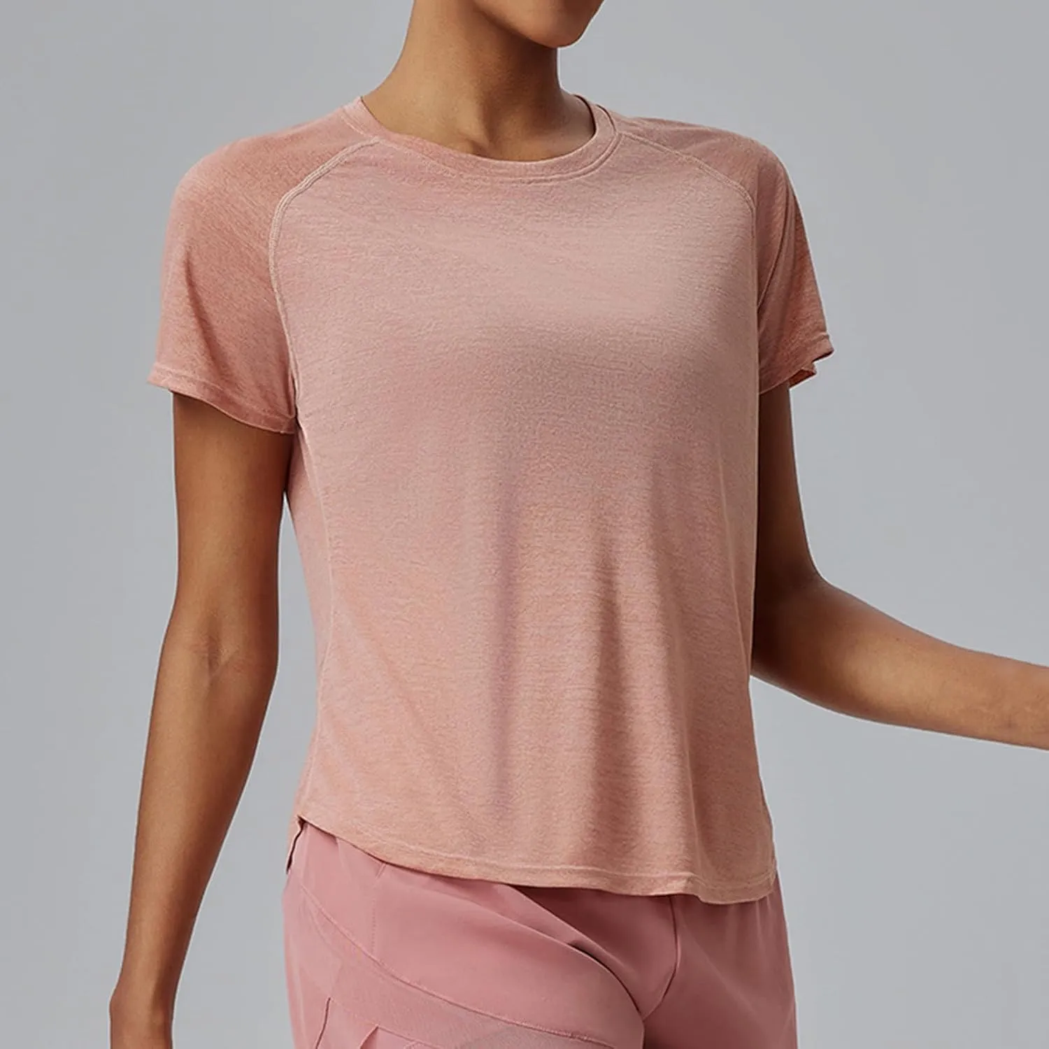Women's Workout Shirts Short Sleeve Sports Tee Crew Neck Running Yoga Quick Dry Top 2025 Summer Vacation Blouses