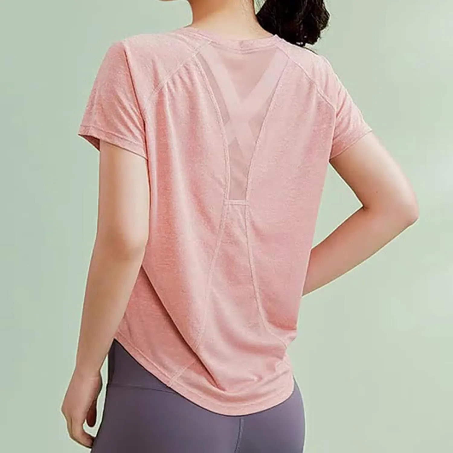 Women's Workout Shirts Short Sleeve Sports Tee Crew Neck Running Yoga Quick Dry Top 2025 Summer Vacation Blouses