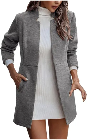 Wool Trench Coats For Women Winter Fall Fashion Notch Collar Pea Coats Plus Size Jackets Casual Walker Coat