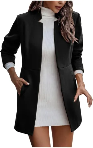 Wool Trench Coats For Women Winter Fall Fashion Notch Collar Pea Coats Plus Size Jackets Casual Walker Coat