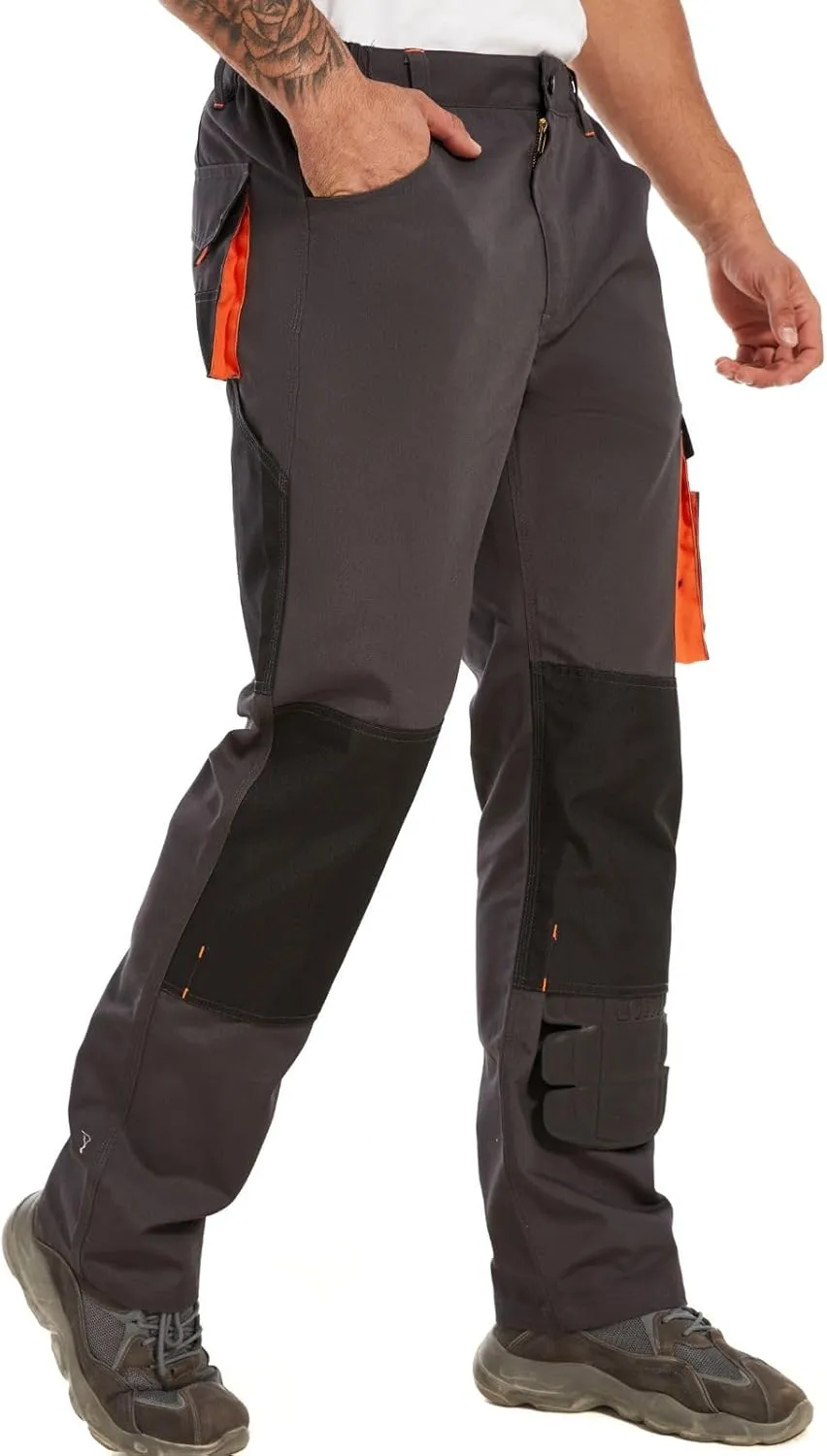 WORK IDEA Men's Rugged Work Pants Canvas Cargo Pants with Knee Pad Pockets