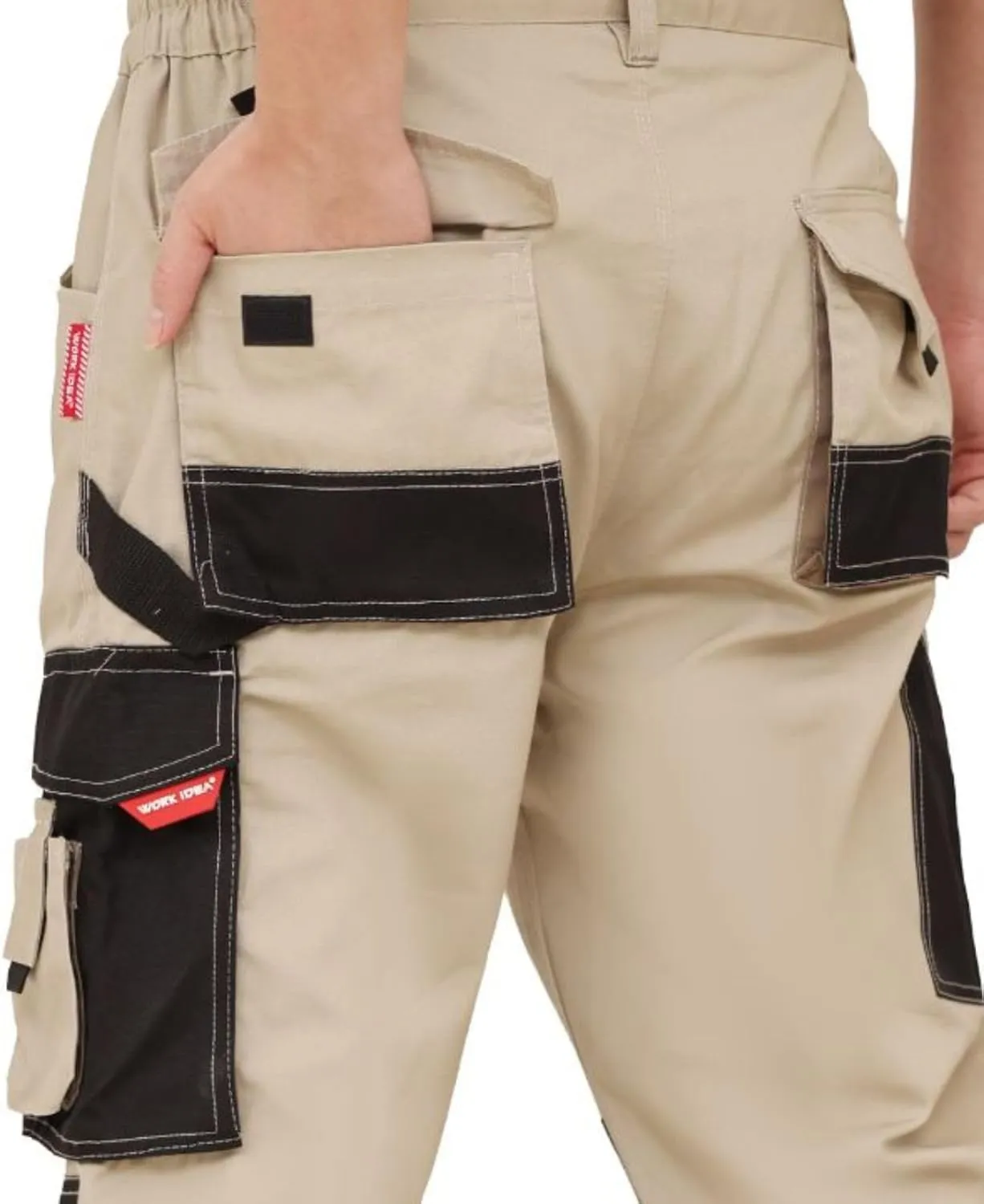 WORK IDEA Men's Rugged Work Pants Canvas Cargo Pants with Knee Pad Pockets