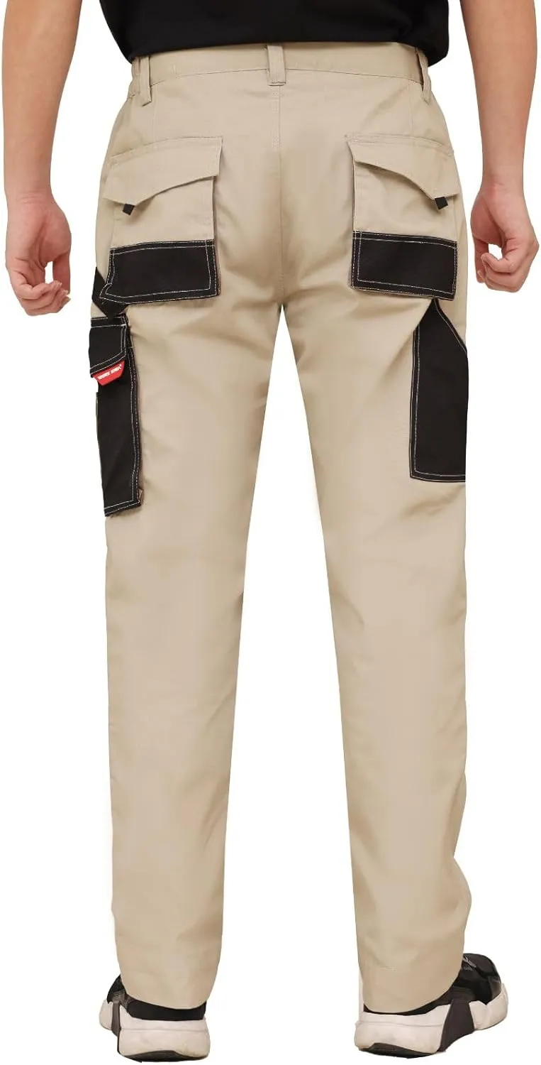 WORK IDEA Men's Rugged Work Pants Canvas Cargo Pants with Knee Pad Pockets