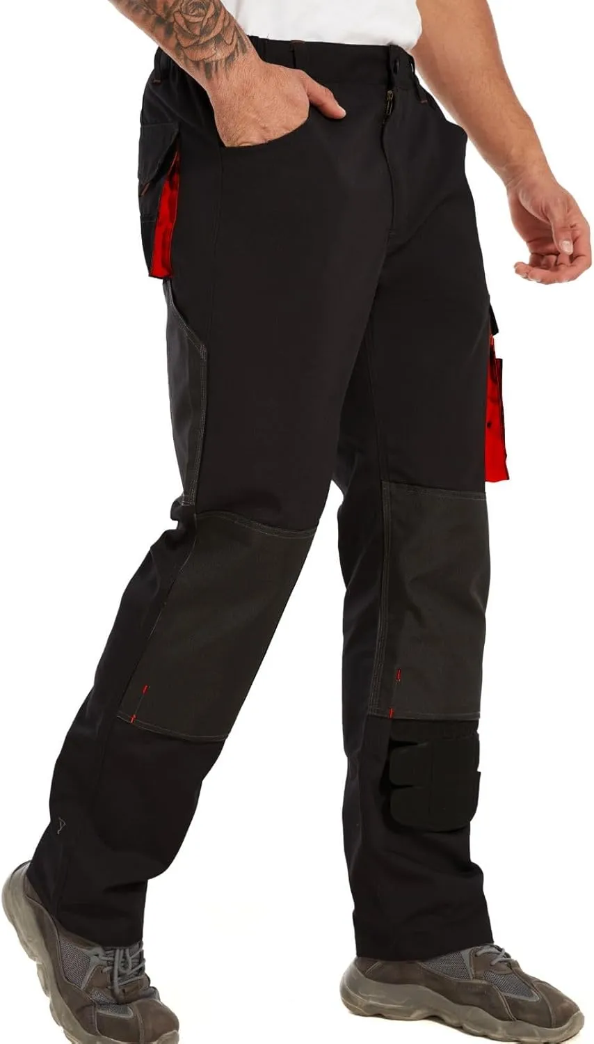 WORK IDEA Men's Rugged Work Pants Canvas Cargo Pants with Knee Pad Pockets