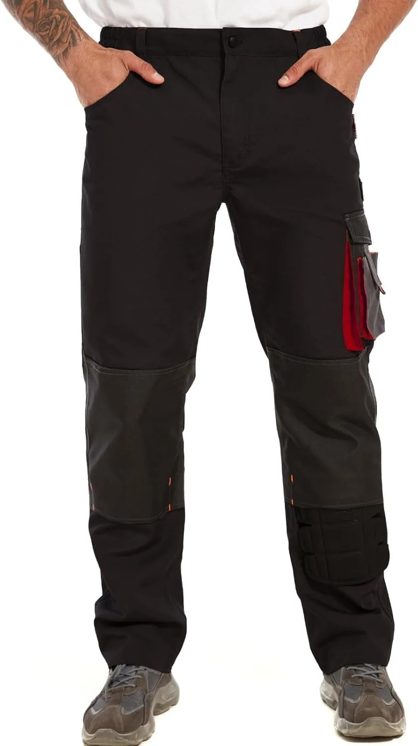 WORK IDEA Men's Rugged Work Pants Canvas Cargo Pants with Knee Pad Pockets
