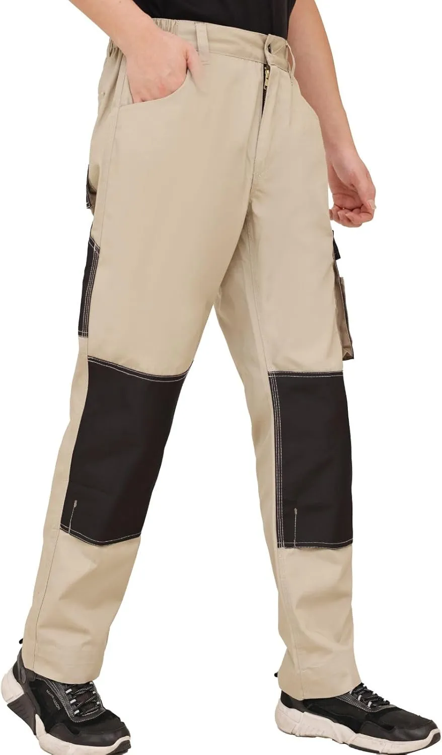 WORK IDEA Men's Rugged Work Pants Canvas Cargo Pants with Knee Pad Pockets