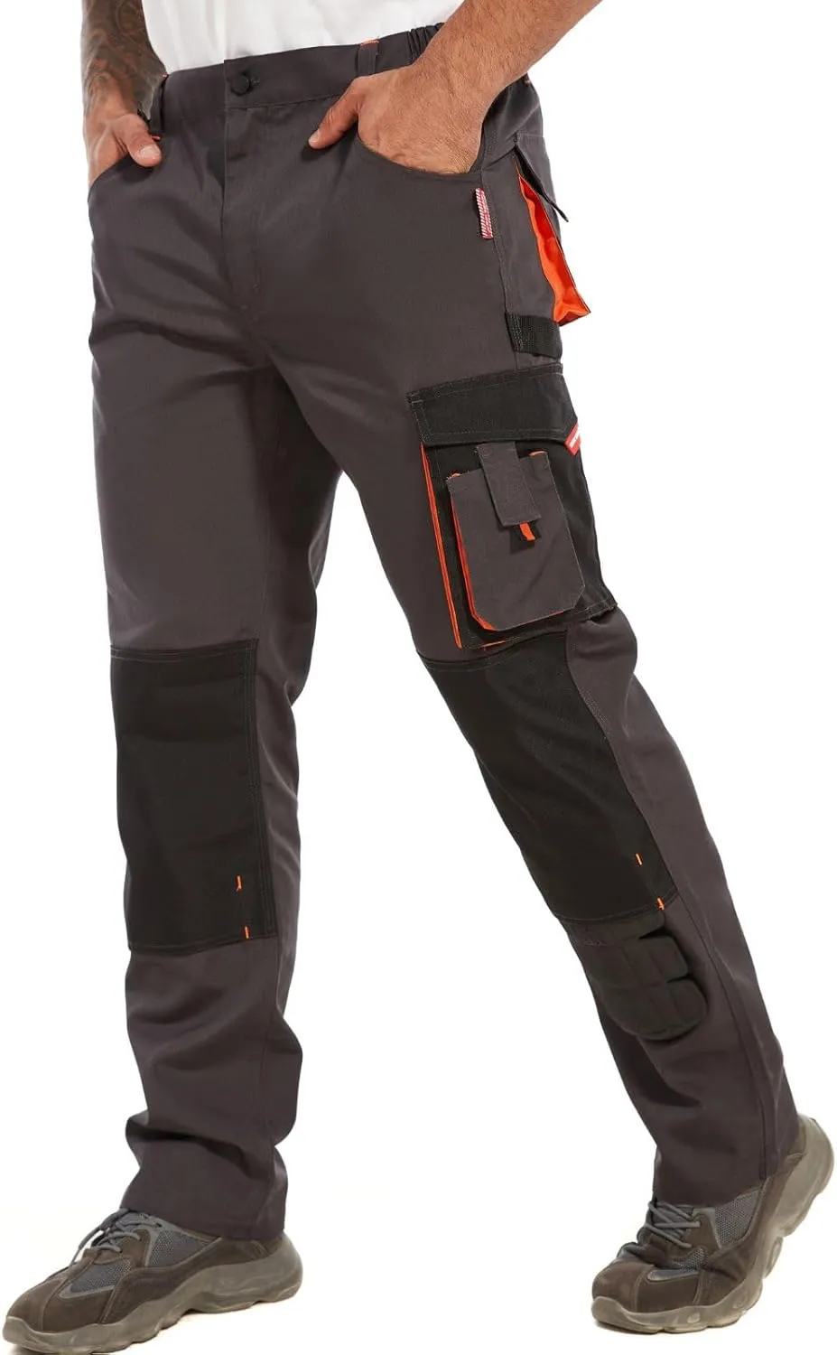 WORK IDEA Men's Rugged Work Pants Canvas Cargo Pants with Knee Pad Pockets