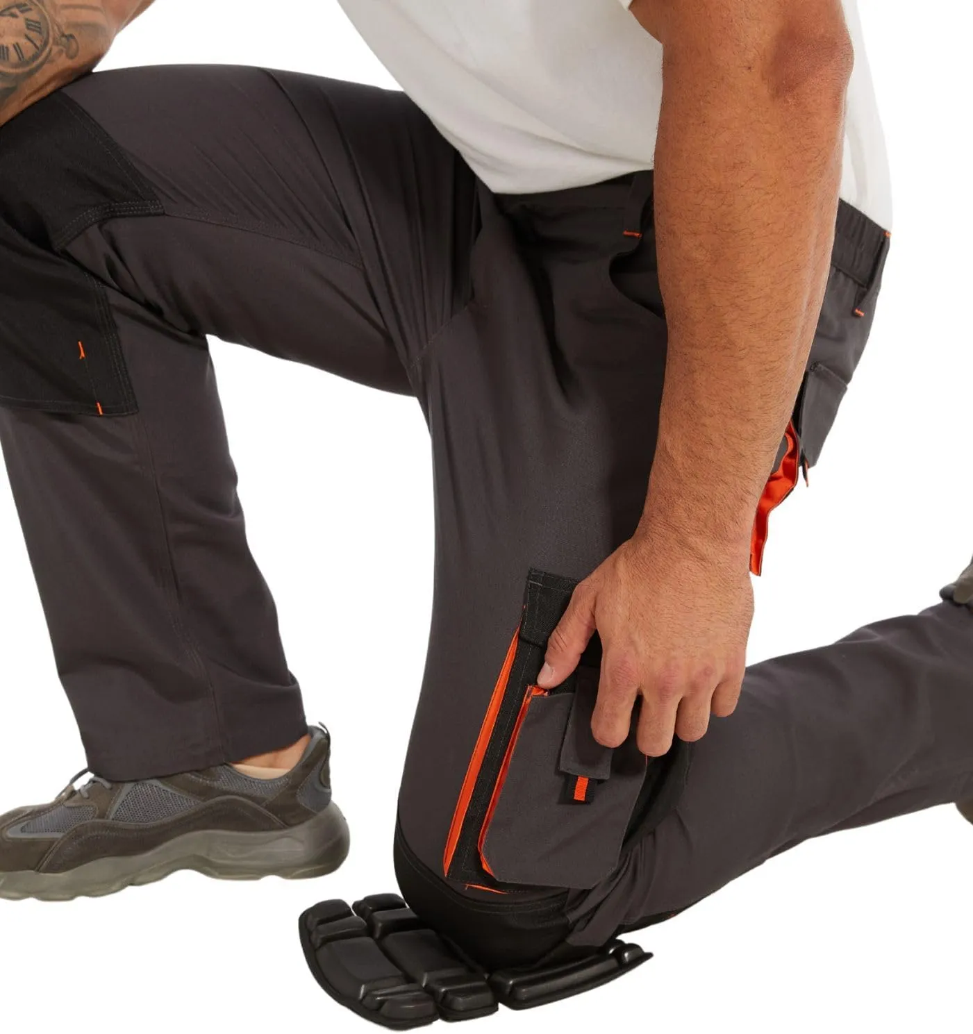 WORK IDEA Men's Rugged Work Pants Canvas Cargo Pants with Knee Pad Pockets