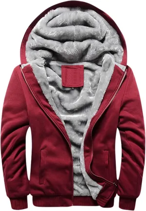 XIAXOGOOL Zipup Hoodie For Men Plus Size Fleece Jacket Heavyweight Sherpa Lined Hooded Sweatshirt Warm Thickened Winter Coat