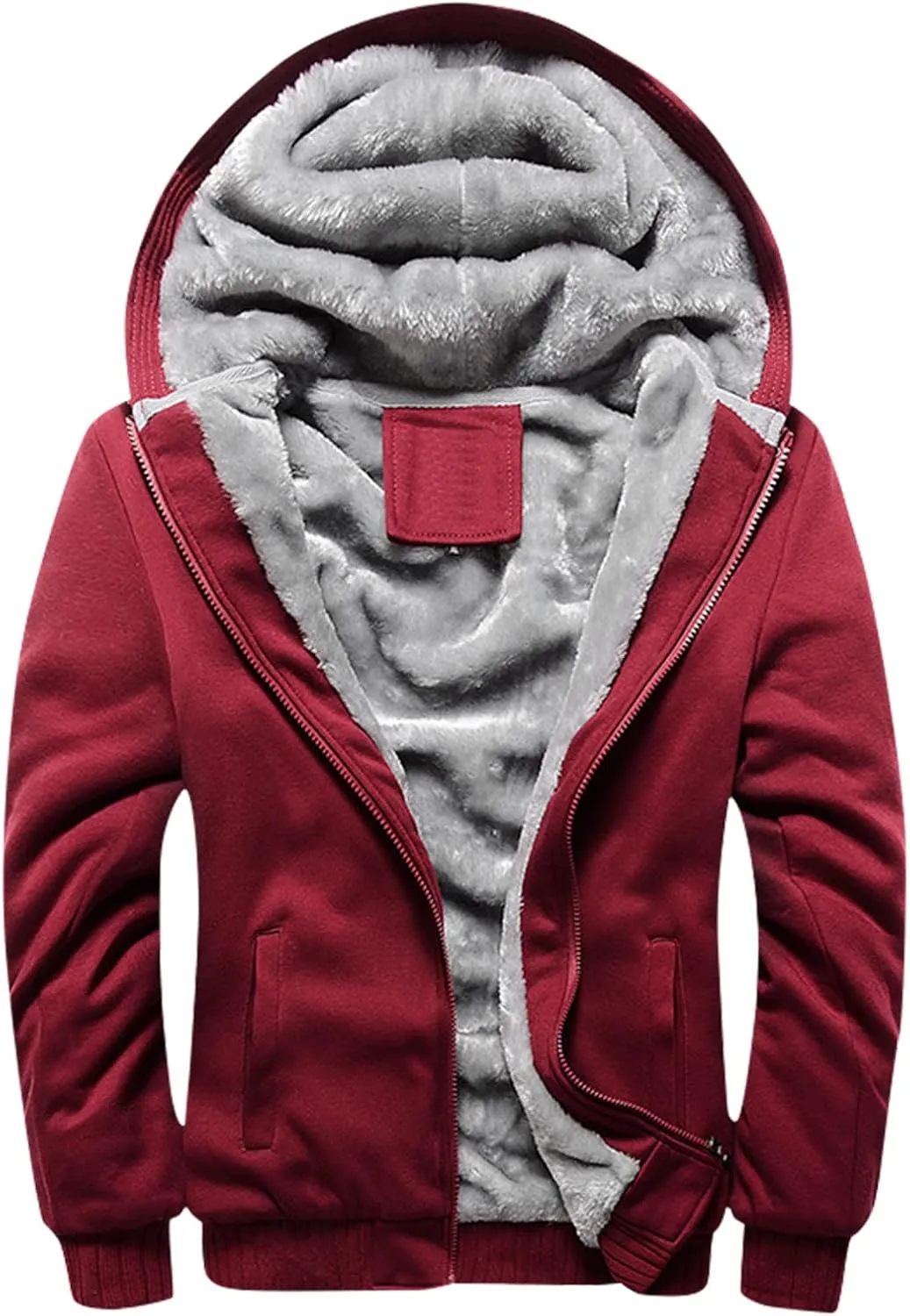 XIAXOGOOL Zipup Hoodie For Men Plus Size Fleece Jacket Heavyweight Sherpa Lined Hooded Sweatshirt Warm Thickened Winter Coat