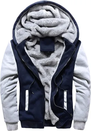 XIAXOGOOL Zipup Hoodie For Men Plus Size Fleece Jacket Heavyweight Sherpa Lined Hooded Sweatshirt Warm Thickened Winter Coat