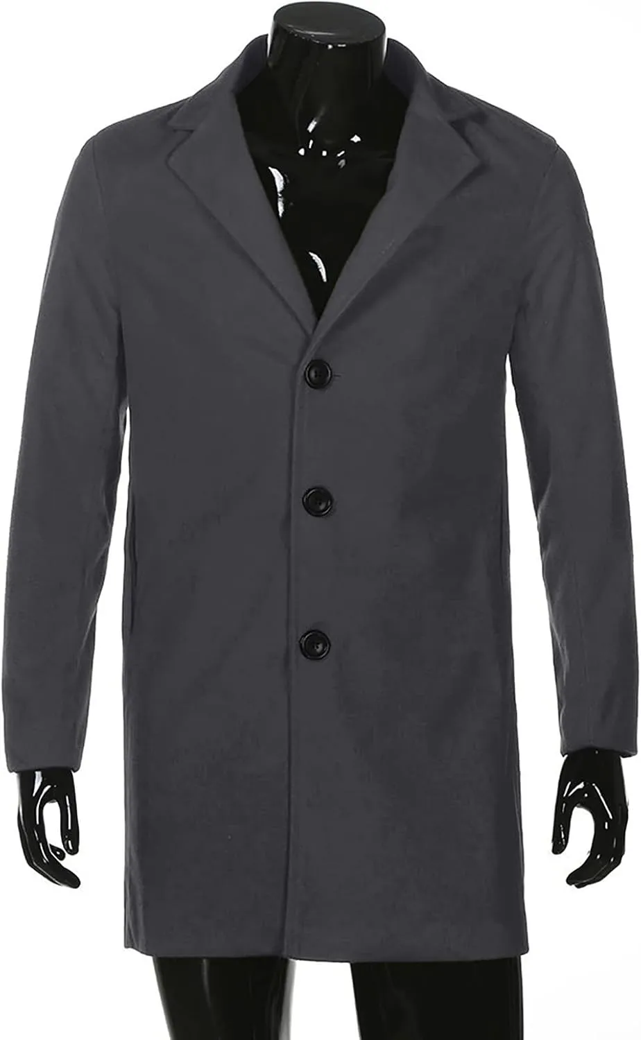 Ymosrh Men's Trench Coat Oversized Notched Long Jacket Coat Single Breasted Lapel Winter Coat, M-5XL