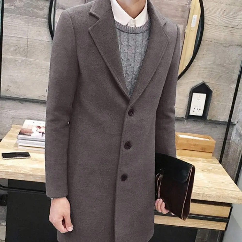 Ymosrh Men's Trench Coat Oversized Notched Long Jacket Coat Single Breasted Lapel Winter Coat, M-5XL