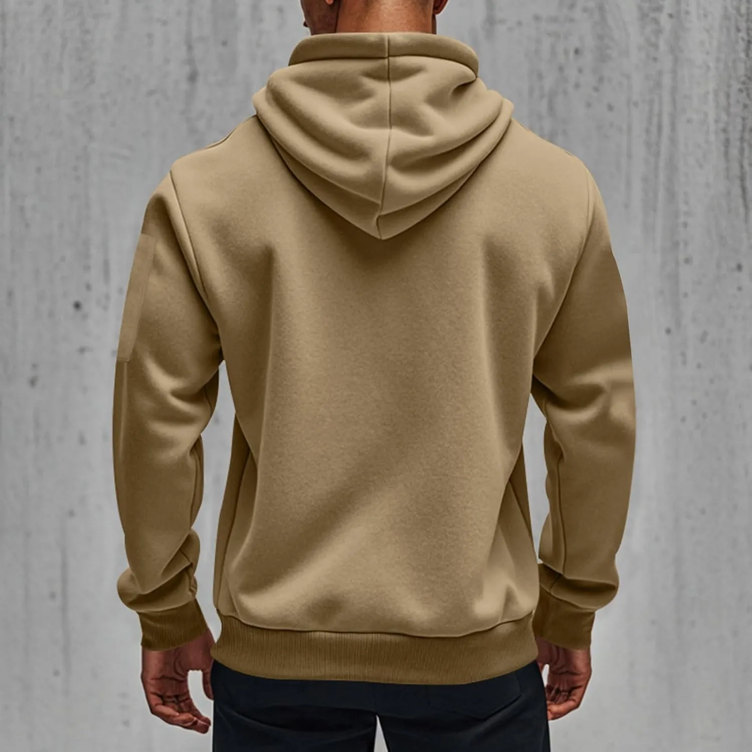 Zip Up Tactical Hoodies for Men Loose Fit Workout Fleece Jacket Big and Tall Cotton Hooded Sweatshirt with Pockets