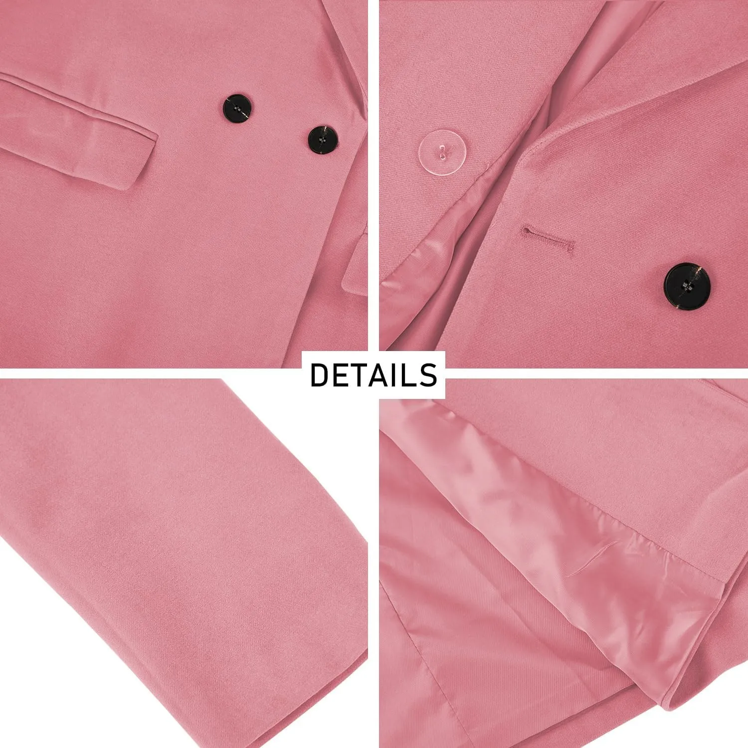 Zwurew Women's Double Breasted Pea Coat Winter Notched Lapel Collar Wool Blend Long Trench Coat Jackets